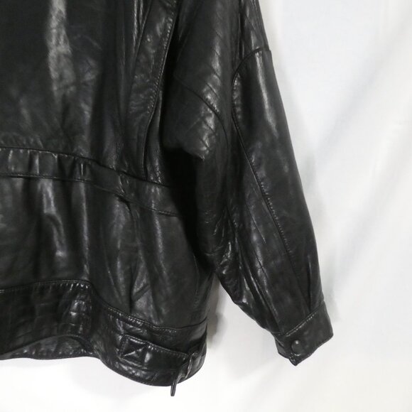 Black Leather Jacket | Made In Canada | size 10 | Waist Buckles | Sherpa Collar - Picture 14 of 16